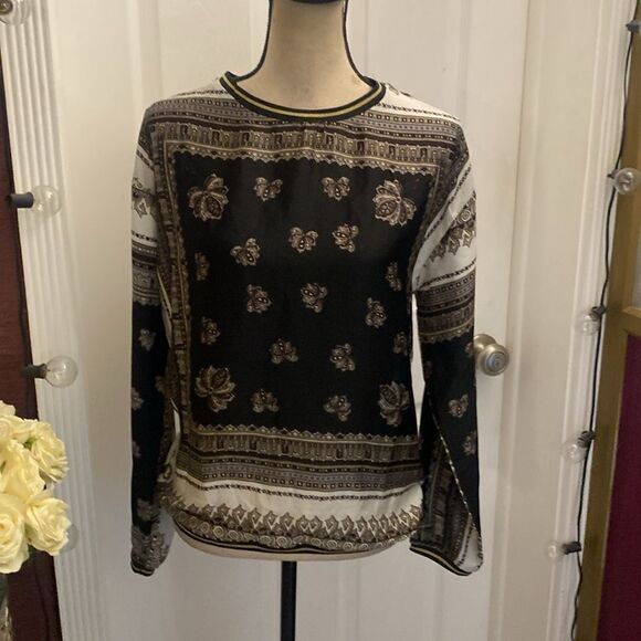 Beulah scarf print long sleeve top, M - Picture 3 of 12